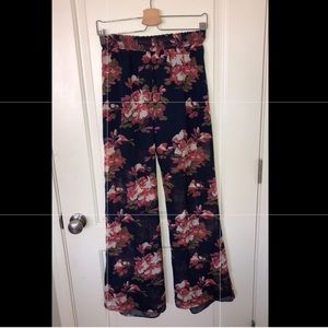 sheer floral pants with built in shorts